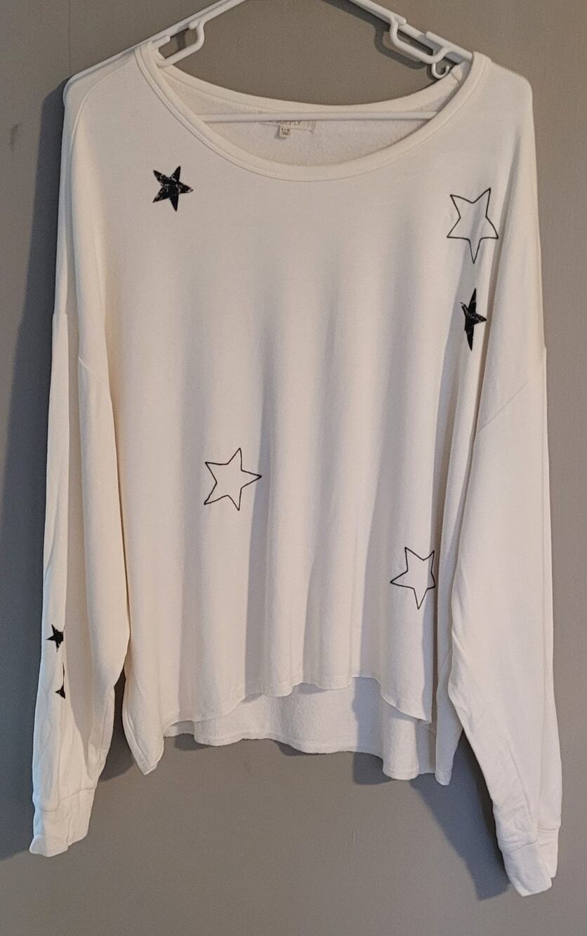 Women's long-sleeved Large white t-shirt by Z SUPPLY star graphic print